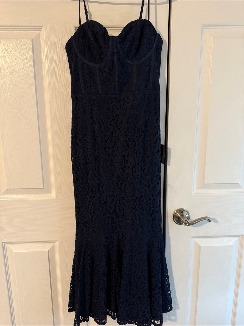 Lulu's Navy Lace Mermaid Midi Dress